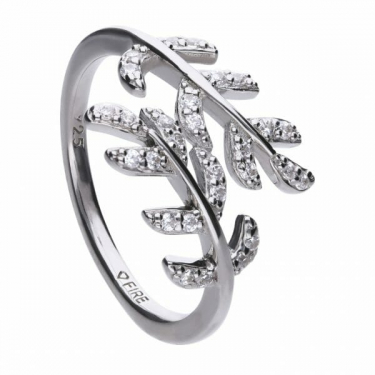 Diamonfire Leaf Cross Over Ring