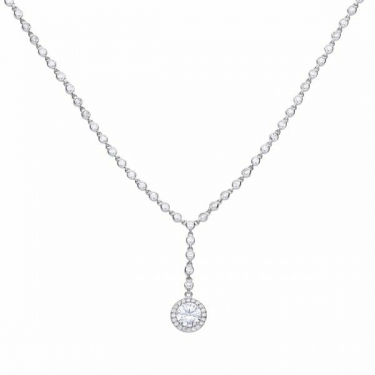 Diamonfire Round Cluster Drop Necklace