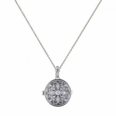 Diamonfire Round Filigree Locket