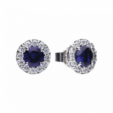 Diamonfire Blue Sapphire Coloured Round Cluster Stud Earrings