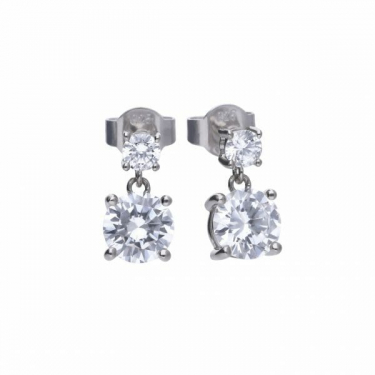 Diamonfire Claw Set Double Drop Stud Earrings