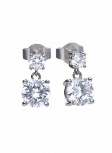 Diamonfire Claw Set Double Drop Stud Earrings