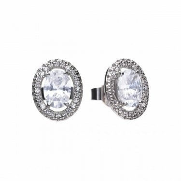 Diamonfire Floating Oval Stud Earrings