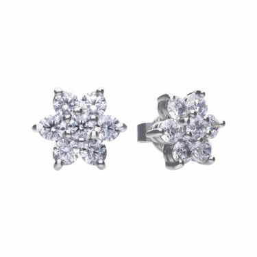 Diamonfire Flower Cluster Stud Earrings