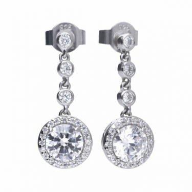 Diamonfire Round Cluster Drop Earrings