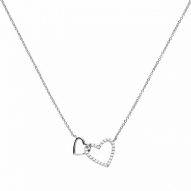 Diamonfire Double Heart Silver Necklace