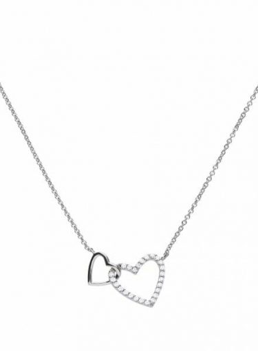 Diamonfire Double Heart Silver Necklace