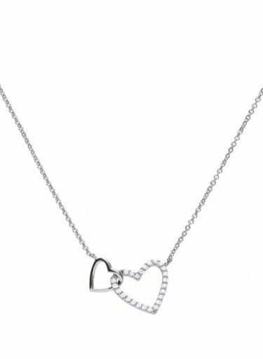 Diamonfire Double Heart Silver Necklace