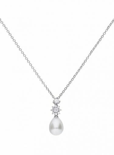 Diamonfire Floral Pearl Necklace