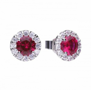 Diamonfire Red Ruby Coloured Cluster Stud Earrings
