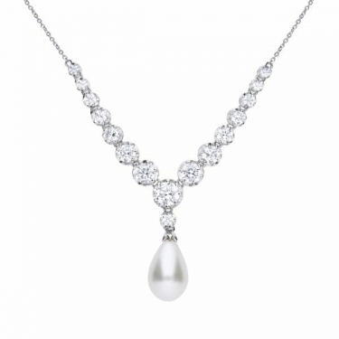 Diamonfire Pearl Drop Necklace