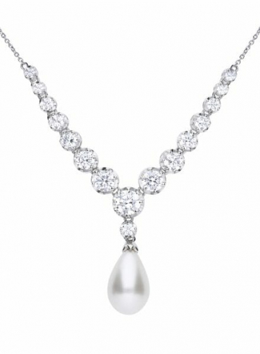 Diamonfire Pearl Drop Necklace