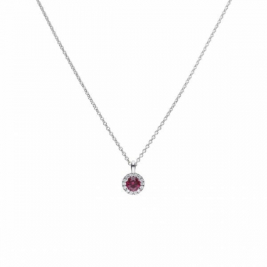 Diamonfire Red Ruby Coloured Round Cluster Necklace