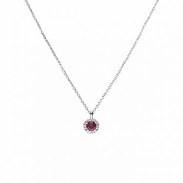 Diamonfire Red Ruby Coloured Round Cluster Necklace