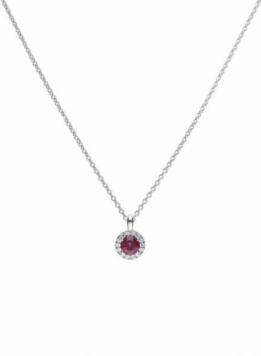 Diamonfire Red Ruby Coloured Round Cluster Necklace