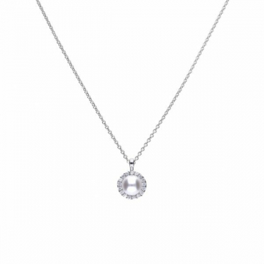 Diamonfire Round Pearl Cluster Necklace