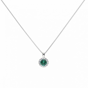 Diamonfire Green Emerald Coloured Round Cluster Necklace
