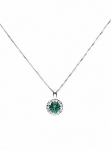 Diamonfire Green Emerald Coloured Round Cluster Necklace