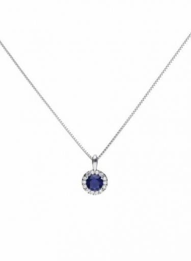 Diamonfire Blue Sapphire Coloured Round Cluster Pendant
