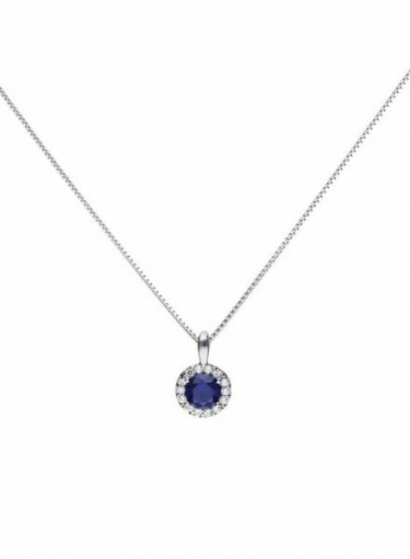 Diamonfire Blue Sapphire Coloured Round Cluster Pendant