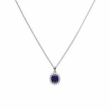 Diamonfire Blue Sapphire Coloured Oval Cluster Pendant