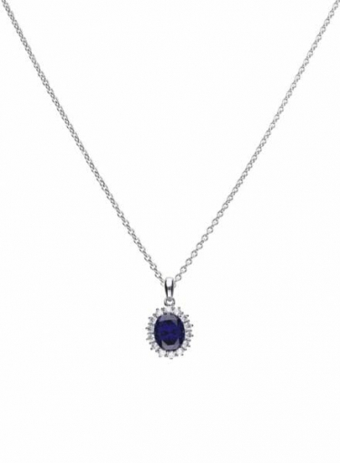 Diamonfire Blue Sapphire Coloured Oval Cluster Pendant